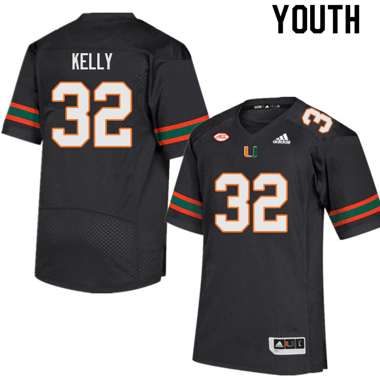 Youth #32 Nyjalik Kelly Miami Hurricanes College Football Jerseys Sale-Black